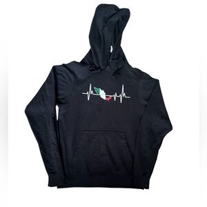 My heart beats for Mexico Pullover Hoodie Size S Black